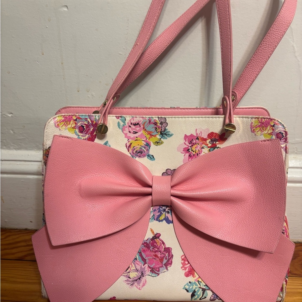 Betsey Johnson Vintage Floral Pink Bow Handbag